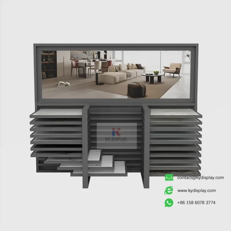 2025 Wholesale Tile Sample Rack Trends: Innovative Solutions for Showroom Procurement 11 2025 Wholesale Tile Sample Rack Trends Innovative Solutions for Showroom Procuremen_black samples_KYdisplay