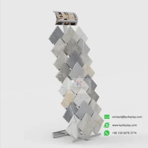 Stone Showroom Display Rack Premium Granite & Marble Sample Stand for Showrooms & Distributors_white_sample_side view_KYdisplay