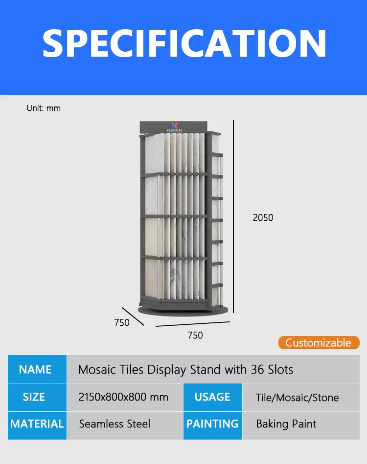 4-Layer Granite Showroom Stand – 32 Slots Granite Sample Display Stand 1 4-Layer Granite Showroom Stand – 32 Slots Granite Sample Display Stand_Decription_KYdisplay