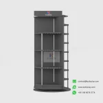 4-Layer Granite Showroom Stand – 32 Slots Granite Sample Display Stand_empty black_KYdisplay
