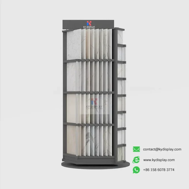 4-Layer Granite Showroom Stand – 32 Slots Granite Sample Display Stand 13 4-Layer Granite Showroom Stand – 32 Slots Granite Sample Display Stand_samples black_KYdisplay