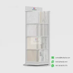 4-Layer Granite Showroom Stand – 32 Slots Granite Sample Display Stand_samples white_KYdisplay