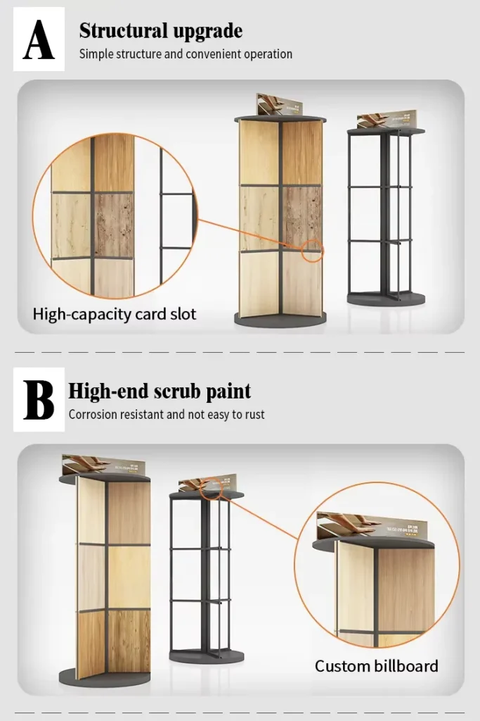 Best Rotating Wood Flooring Display Rack – 360 Degree 18-Sample Wooden ...