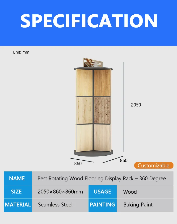 Best Rotating Wood Flooring Display Rack – 360 Degree Wooden Floor Stand | KYDISPLAY 1 rotating wood flooring display rack