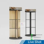 Best Rotating Wood Flooring Display Rack – 360 Degree 18-Sample Wooden Stand_Liveshot_KYDISPLAY