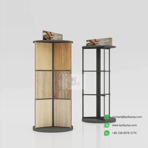 Best Rotating Wood Flooring Display Rack – 360 Degree 18-Sample Wooden Stand_Main 1_KYDISPLAY