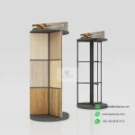 Best Rotating Wood Flooring Display Rack – 360 Degree 18-Sample Wooden Stand_Main 3_KYDISPLAY