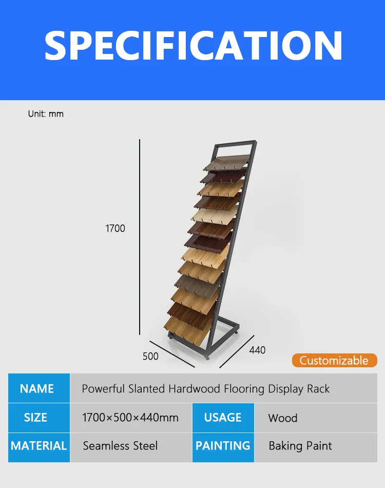 Powerful Slanted Hardwood Flooring Display Rack – 12+ Wood Samples 1 Powerful Slanted Hardwood Flooring Display Rack – 12+ Wood Samples_Decription_KYdisplay