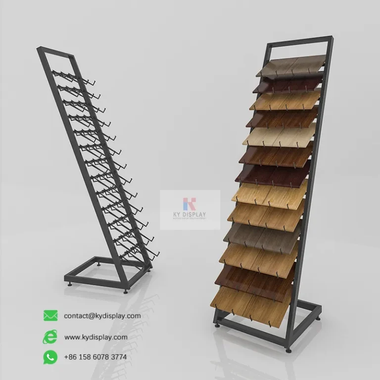 Products 16 Powerful Slanted Hardwood Flooring Display Rack – 12+ Wood Samples_samples and empty_KYdisplay