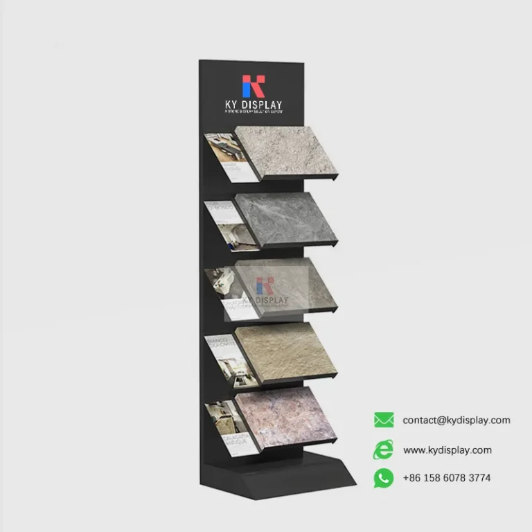 Marble Display Rack – Custom Marble Sample Display Stand | KYdisplay 8 Marble Display Rack – Custom Marble Sample Display Stand_black samples_KYdisplay