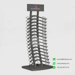 Contour Tile Display Tower – 3-Column 15-Layer Vertical Small Sample Stand_black empty_KYdisplay
