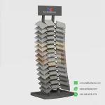 Contour Tile Display Tower – 3-Column 15-Layer Vertical Small Sample Stand_black samples_KYdisplay