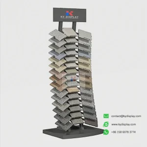 Contour Tile Display Tower – 3-Column 15-Layer Vertical Small Sample Stand_black samples_KYdisplay