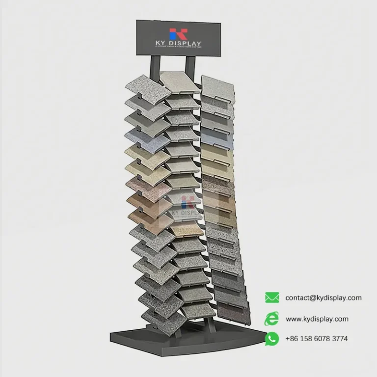 Products 11 Contour Tile Display Tower – 3-Column 15-Layer Vertical Small Sample Stand_black samples_KYdisplay