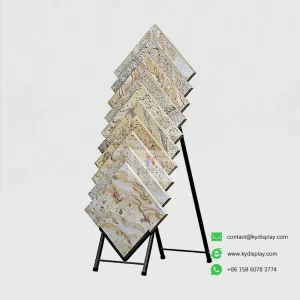 Inclined Waterfall Stone Display Stand – Artificial Stone Sample Showcase Rack_Samples_KYdisplay