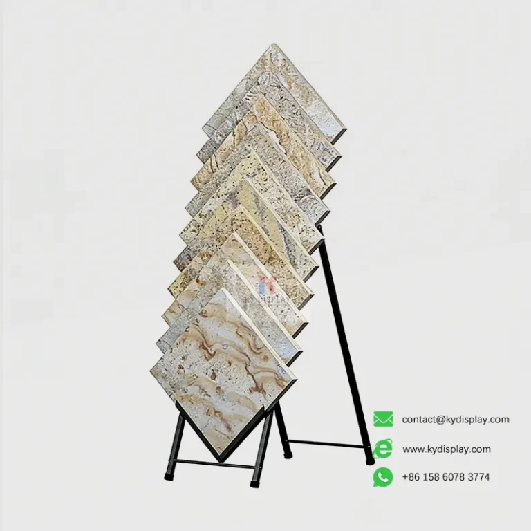 Products 7 Inclined Waterfall Stone Display Stand – Artificial Stone Sample Showcase Rack_Samples_KYdisplay