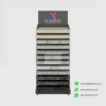 Quartz Granite Marble Display Stand – 12-Slot Flat Insertion Vertical Rack_black samples_KYdisplay