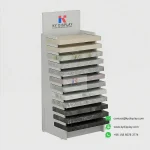 Quartz Granite Marble Display Stand – 12-Slot Flat Insertion Vertical Rack_white samples_KYdisplay