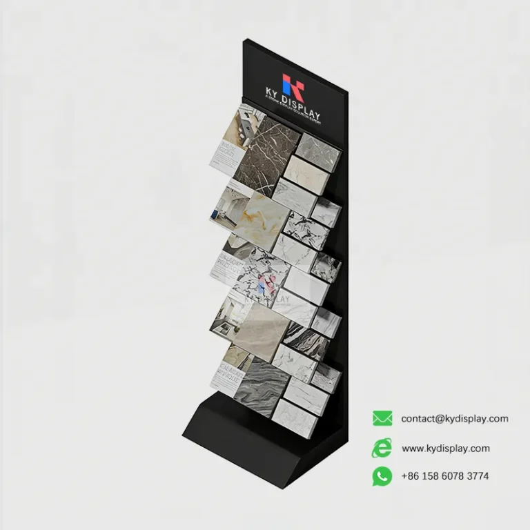 Products 6 Inclined Stone Display Stand – 5-Tier Slanted Vertical Sample Rack_main 01_KYdisplay