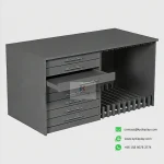 Oak Wood Flooring Display Rack – Sleek Vertical Multi-Slot Showcase_empty_anthracite_KYdisplay