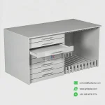 Oak Wood Flooring Display Rack – Sleek Vertical Multi-Slot Showcase_empty_white_KYdisplay