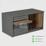 Oak Wood Flooring Display Rack – Sleek Vertical Multi-Slot Showcase_sample_anthracite_KYdisplay