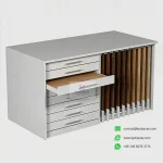 Oak Wood Flooring Display Rack – Sleek Vertical Multi-Slot Showcase_sample_white_KYdisplay