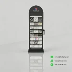 Arched Stone Display Rack Floor Sample Tower-black 1-KYdisplay