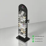 Arched Stone Display Rack Floor Sample Tower-black 2-KYdisplay