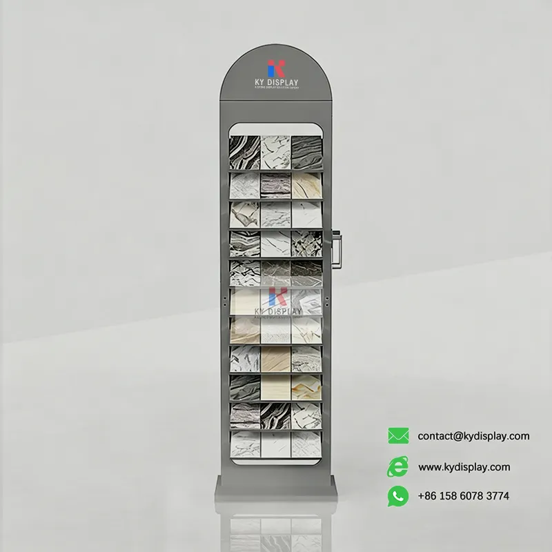 Arched Stone Display Rack Floor Sample Tower-grey-KYdisplay
