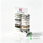 Double Column Countertop Stone Display Rack with Removable Logo Header 4