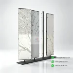 Double Sided 4 Panel Slab Display Rack – 16-Slab Freestanding Showroom Stand-Samples 1 KYdisplay