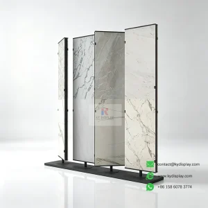 Double Sided 4 Panel Slab Display Rack – 16-Slab Freestanding Showroom Stand-Samples 2 KYdisplay