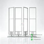 Double Sided 4 Panel Slab Display Rack – 16-Slab Freestanding Showroom Stand-empty-KYdisplay