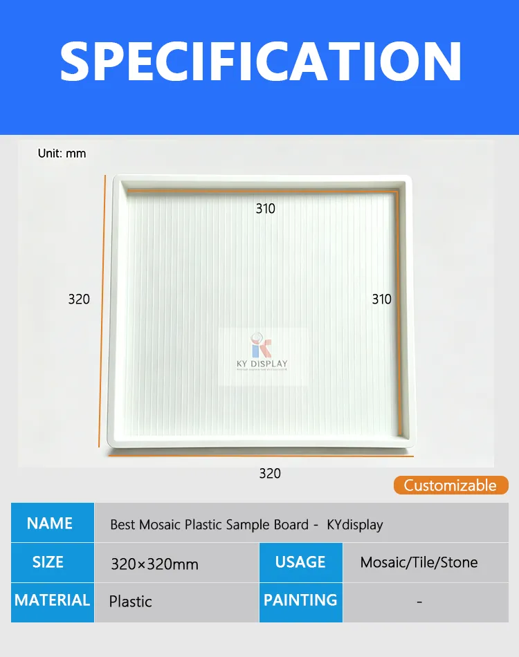 Mosaic Plastic Sample Board – 320×320mm Customizable Portable Showroom Display | KYdisplay 2 Mosaic Plastic Sample Board – 320×320mm Customizable Portable Showroom Display-Description-KYdisplay