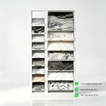 Tilted Tile Sample Display Rack – 16-Slot Double Column-front side - KYdisplay