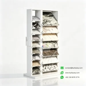 Tilted Tile Sample Display Rack – 16-Slot Double Column-right side - KYdisplay