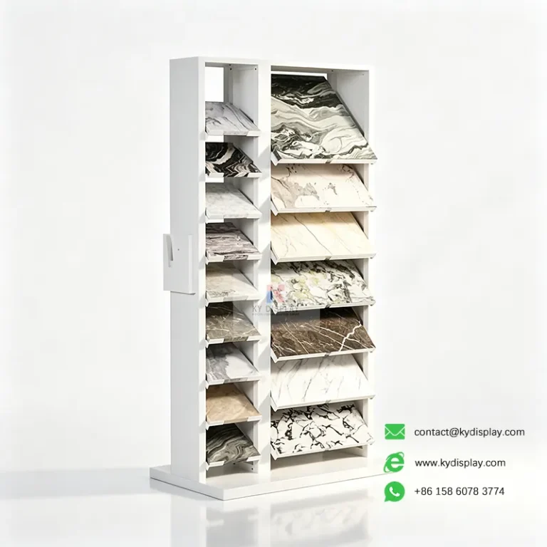 Products 2 Tilted Tile Sample Display Rack – 16-Slot Double Column-right side - KYdisplay