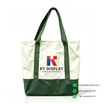 Custom Canvas Tote Bags – Two-Tone Shopper with Pantone Logo-green-KYdisplay