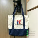 Custom Canvas Tote Bags – Two-Tone Shopper with Pantone Logo-liveshot-blue-KYdisplay
