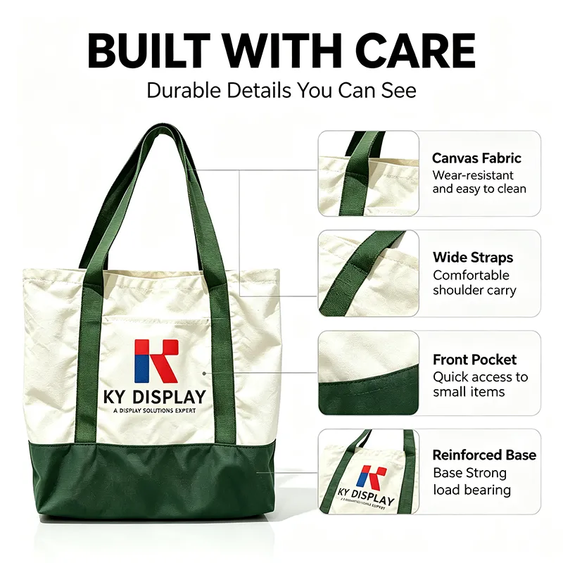 Custom Branded Canvas Tote Bags – Two-Tone Shopper with Logo | Corporate Gift 5 Custom Canvas Tote Bags – Two-Tone Shopper with Pantone Logo-liveshot-green-KYdisplay-Description 2