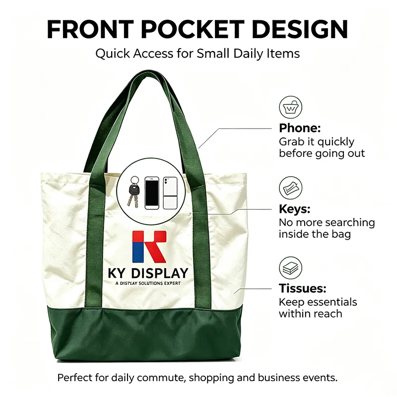 Custom Branded Canvas Tote Bags – Two-Tone Shopper with Logo | Corporate Gift 6 Custom Canvas Tote Bags – Two-Tone Shopper with Pantone Logo-liveshot-green-KYdisplay-Description 3