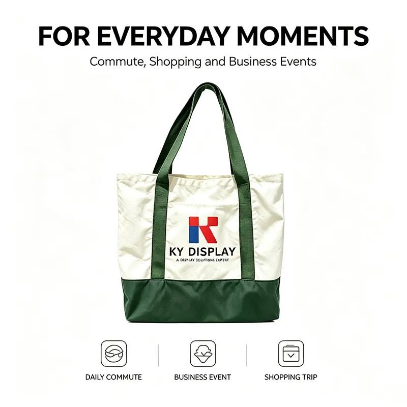 Custom Branded Canvas Tote Bags – Two-Tone Shopper with Logo | Corporate Gift 8 Custom Canvas Tote Bags – Two-Tone Shopper with Pantone Logo-liveshot-green-KYdisplay-Description 5