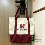 Custom Canvas Tote Bags – Two-Tone Shopper with Pantone Logo-liveshot-red-KYdisplay