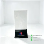 Stone Slab Display Stand – 40mm Single-Sample Floor Holder with Logo Base-front view-KY DISPLAY