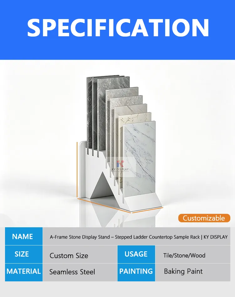 A-Frame Stone Display Stand – Stepped Ladder Countertop Sample Rack | KY DISPLAY 1 A-Frame Stone Display Stand – Stepped Ladder Countertop Sample Rack-Description-KY DISPLAY